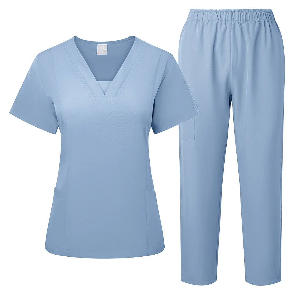 Pet Grooming Doctor Uniforms Non-sticky Hair Nurse Women V-neck Thin and Light Fabric Medical Clothes Summer Clinical Uniform nurse scrubs top nurse uniform dress nurse uniform suits