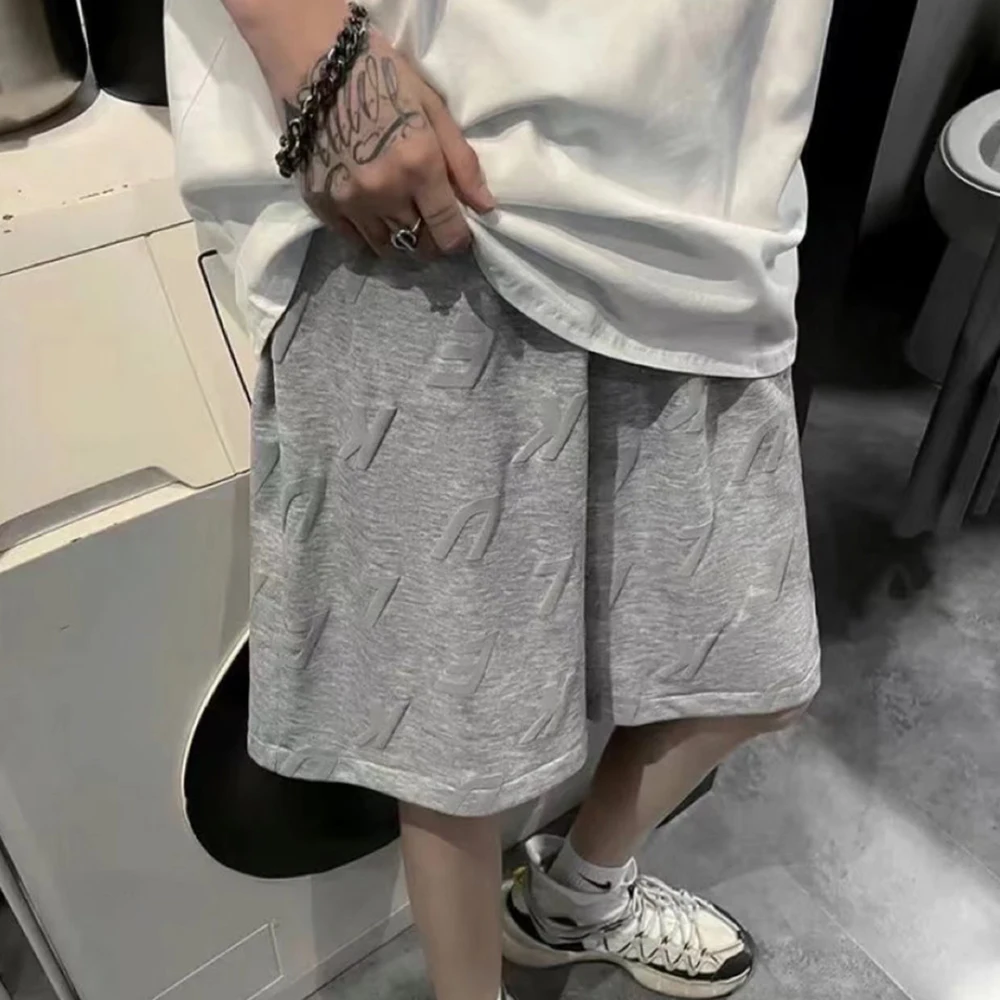 Foam Printed Casual Shorts Men's Summer Beach Pants Loose Trendy Street Sports Five-point Pants Unisex Elastic Waist Sweatpants