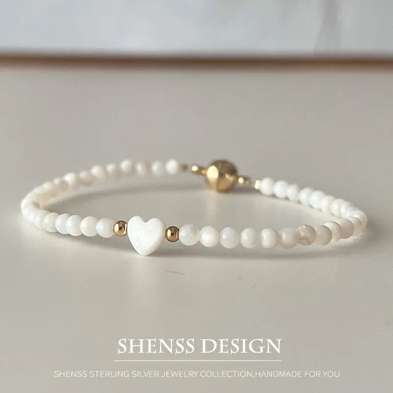 

High Quality Natural Love 3mm Shell Bracelet Cute Vintage Jewelry 14-21cm Size Magnet Buckle For Women