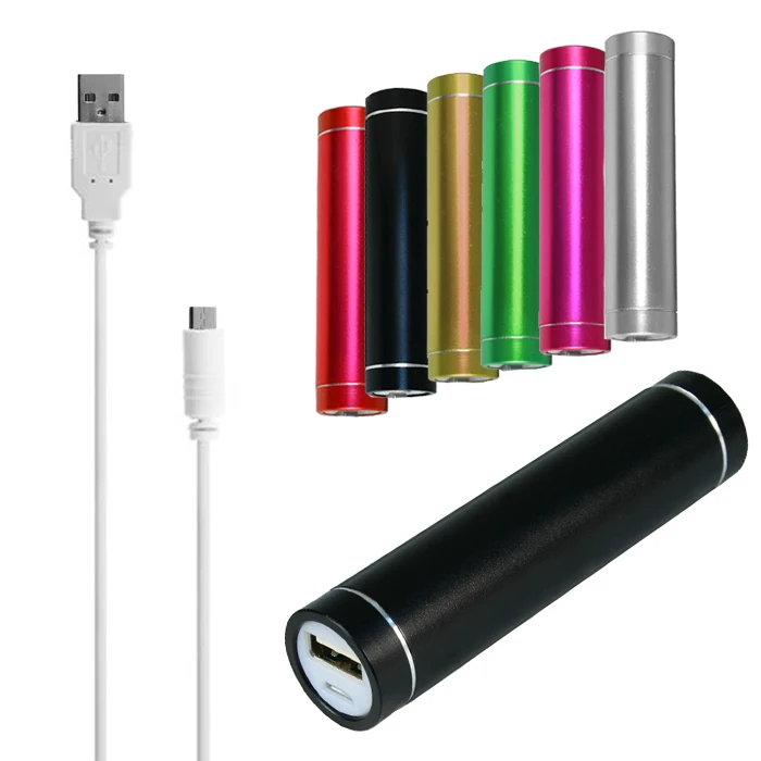 Power Bank portatile cilindrico in lega di alluminio, batteria di alimentazione mobile con cavo USB, caricabatterie da 2600mAh per cellulari. - Image 4