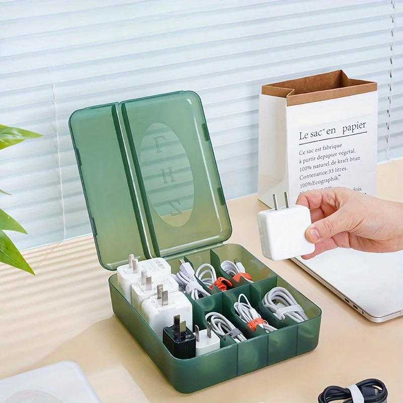 실리카 소재 케이블 정리함 10개 세트, 데이터 라인 케이블, 이어폰 및 전선에 적합, 3슬롯 코드 와인더 포함.