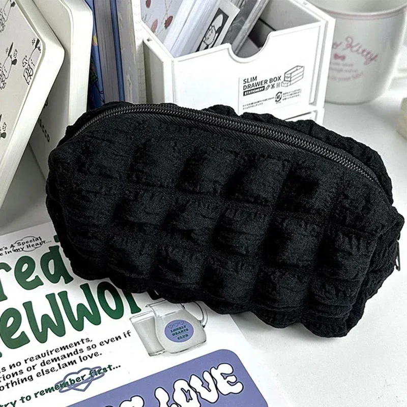 1PC Cosmetic Bag Makeup Pouch Solid Color Pencil Case Creative Pillow Bag School Supplies Stationery Box Cosmetic Organizer 6