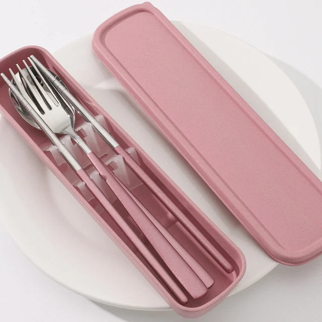 3Pcs/Set Stainless Steel Flatware Set Portable Reusable Cutlery Travel  Utensils