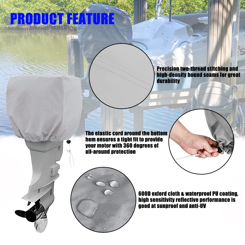 15-300HP Yacht Half Outboard Motor Cover Canvas 600D Boat Engine Cover Waterproof Motor Engine Protector Boat Accessories Marine outboard motor cover