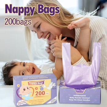 100/200pcs Portable Garbage Bag Disposable Nappy Bags Scented Hygiene Bags For Diaper Disposal Or Feminine Products