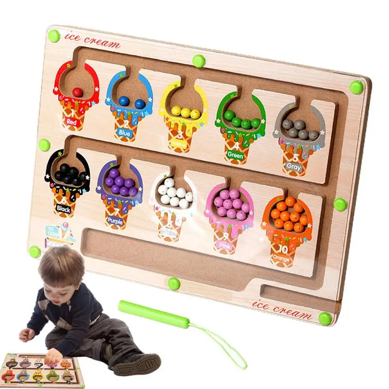 

Magnetic Maze Board Wooden Puzzle Activity Board Educational Counting Matching Montessori Kids Toys Color Recognition Game Gift