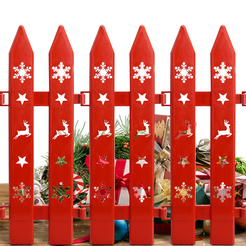 10pcs Christmas Decoration Tree Snowflake Plastic Fence Detachable for DIY Courtyard Kindergarten Flower Garden Home Scene Decor