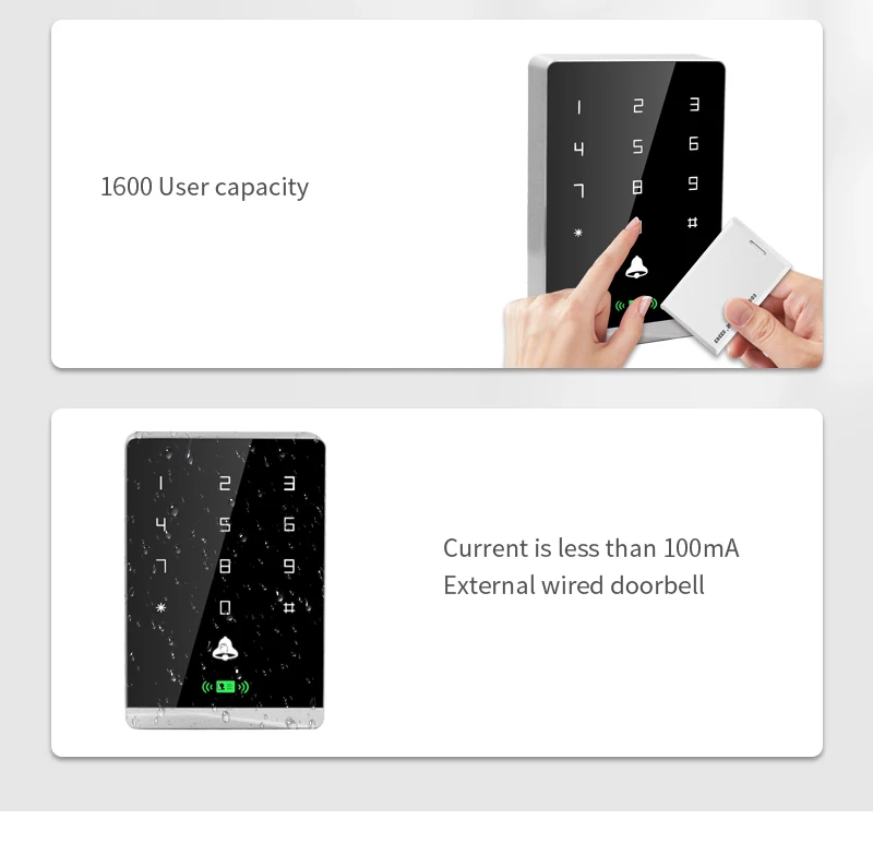 Dual RFID 125Khz+13.56MHz NFC Reader Outdoor Access Control Keypad IP67 Waterpro