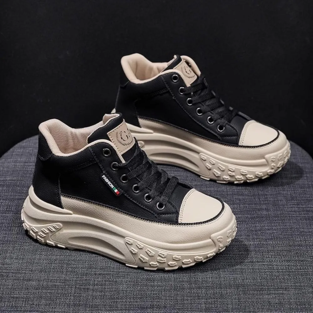 سميكة سوليد الرجعية أحذية نسائية الربيع والخريف 2025 تنوعا الرياضة عادية عالية سوليد المرأة احذية الجري أحذية مصممين