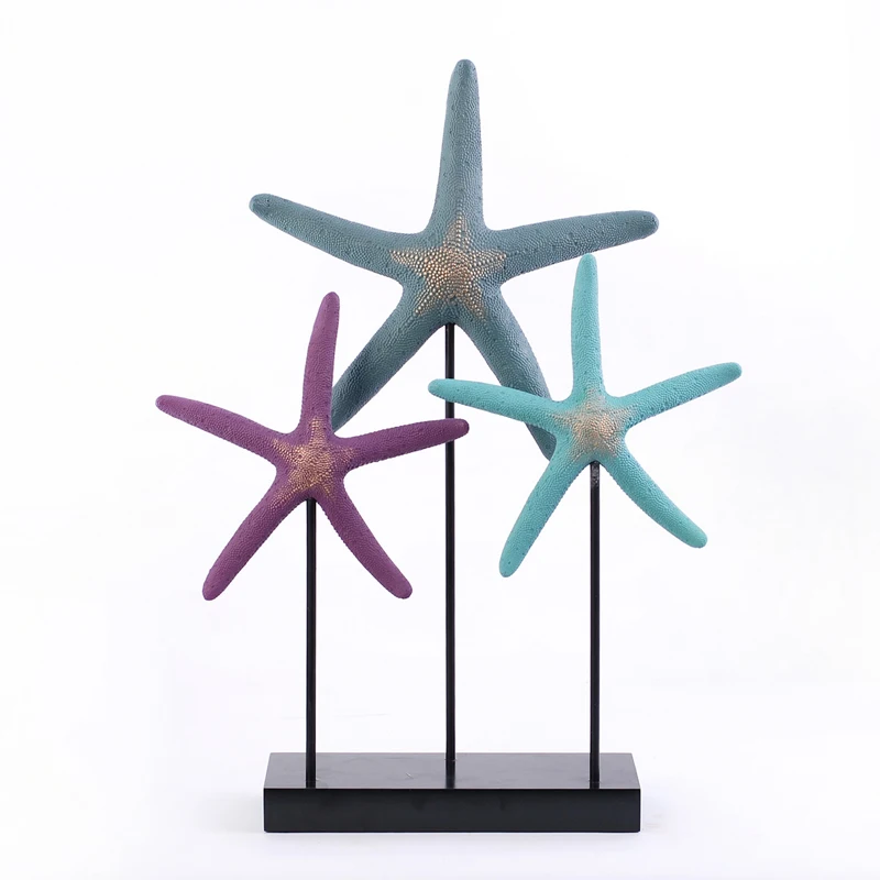 

Mediterranean style resin creative starfish conch new Chinese ornaments bedroom living room gift boutique home furnishings