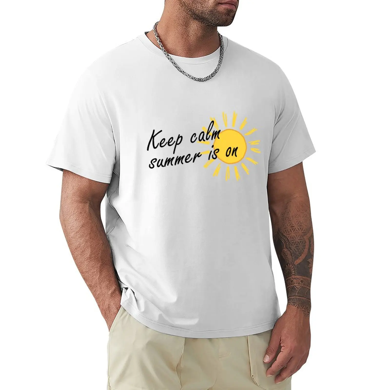 

Летняя Футболка Keep calm, рубашки, графические футболки, блузка, мужская тренировочная рубашка из аниме