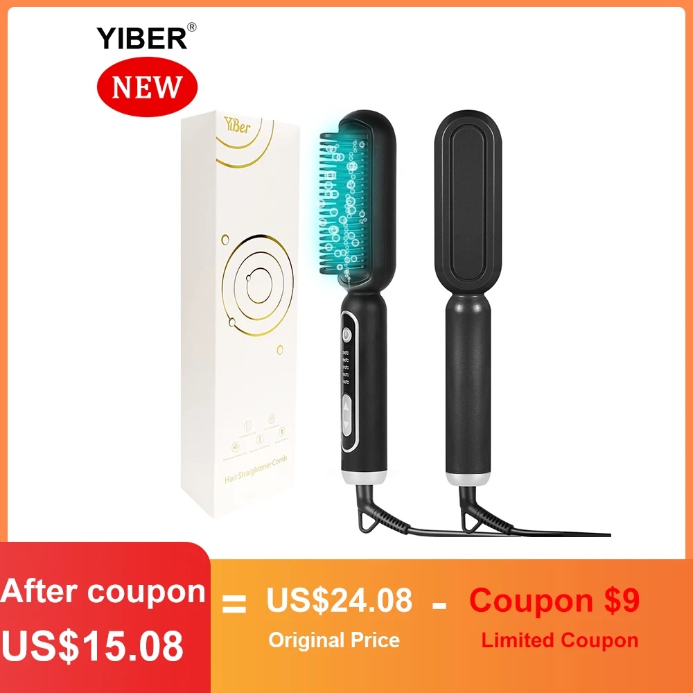 2.0 Professional Hair Straightener Brush Negative Ion Hot Comb For Wigs Styling Tools | Красота и здоровье