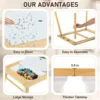 US Stock Children's Sensory Table with Stool, Kids Activity Table with 2 Storage Bins & 2 Pen Holders & Paper Roll,Wood 2
