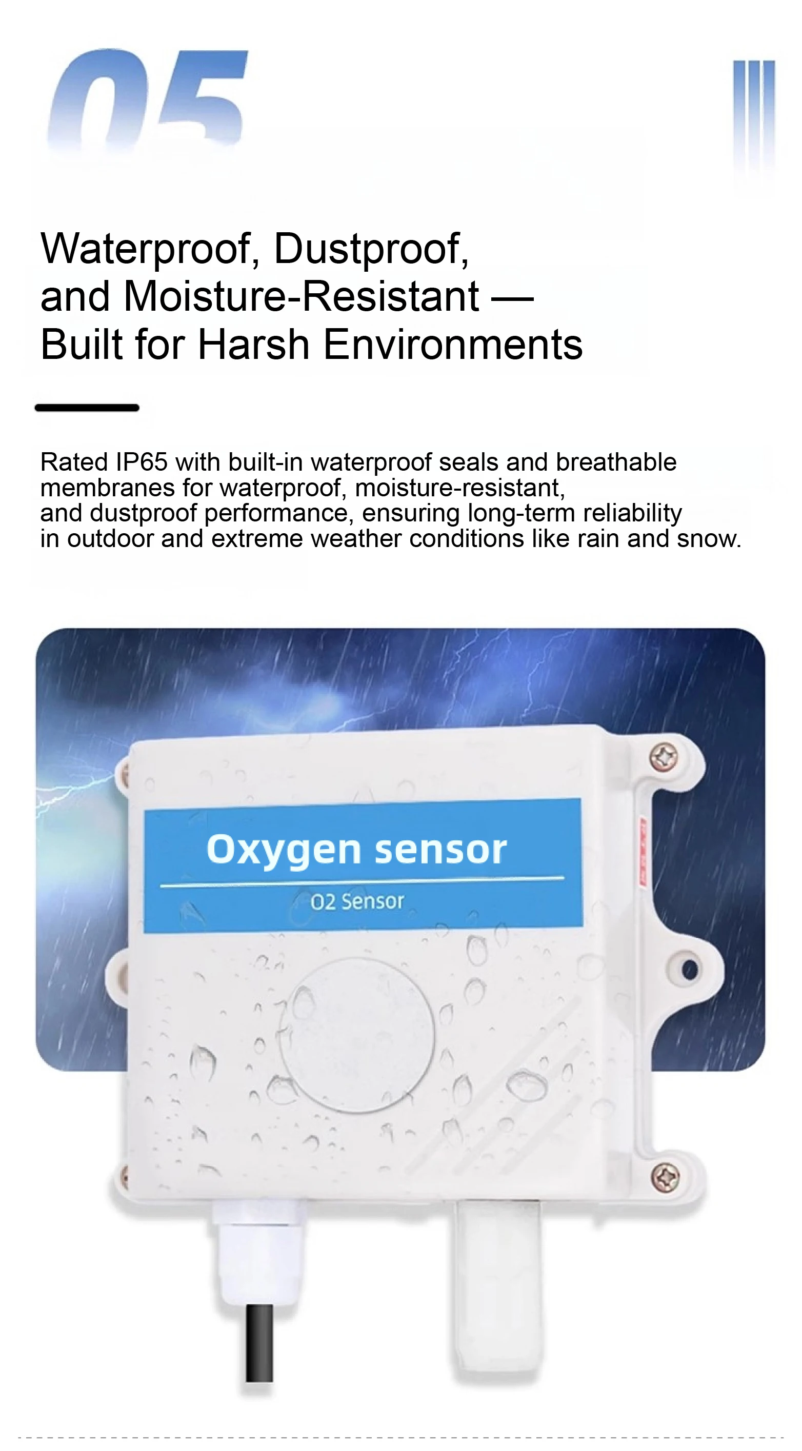 Industrial O₂ Sensor RS485 4-20mA 0-10V Output Wall Mounted O₂ Transmitter for A