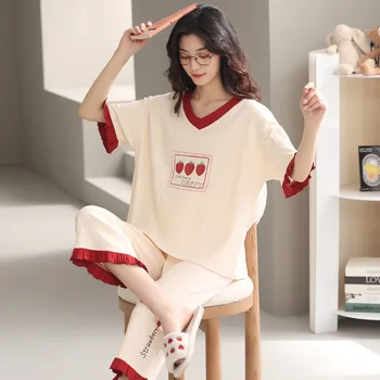 PJ Young Women Pajama Sets Pyjamas Femme Sleepwear Female Loungewear Pijama Mujer Homewear Spring Cartoon Nightwear Girls
