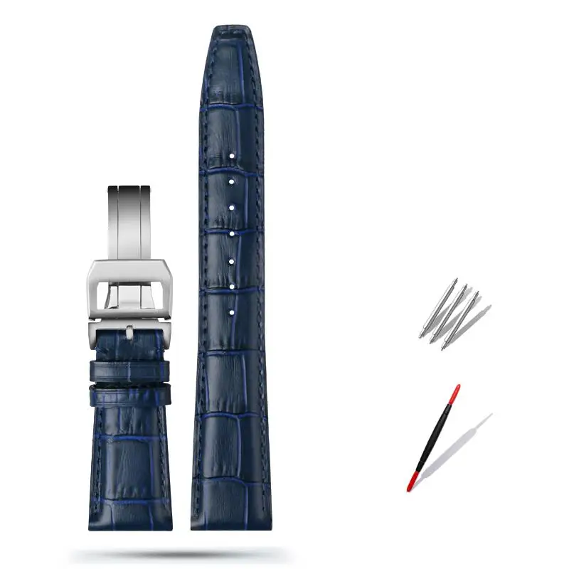 Pcavo 20Mm 21Mm 22Mm Cinturino In Pelle Di Vacchetta Di Ricambio Per Iwc Portugieser Porofino Family Pilot'S Orologi Cinturino Pieghevole