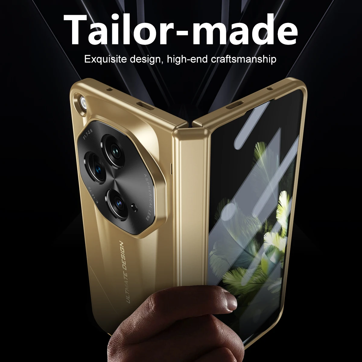 Luxury Glossy Hinge Camera Lens Protective Cover for OnePlus Open Electroplated Ultmate Design Case 9H Glass Screen Protector