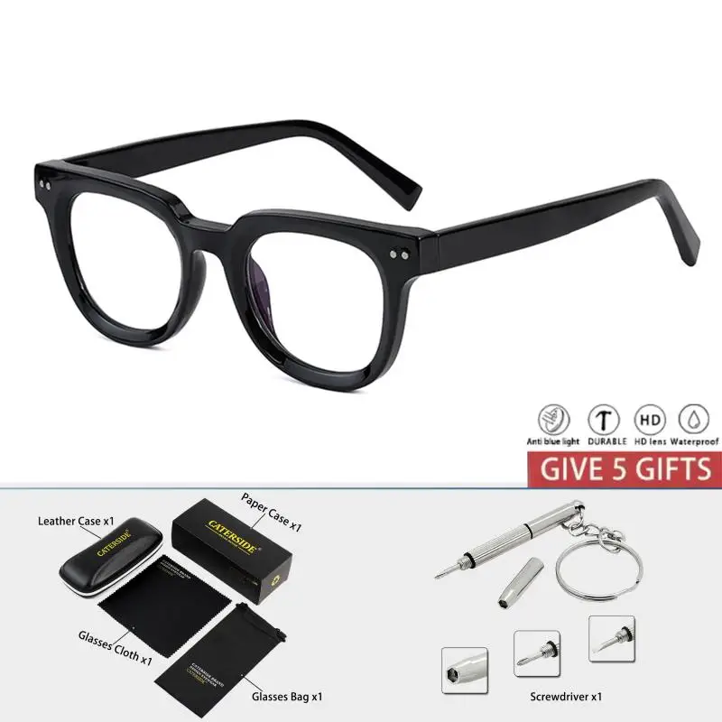 CATERSIDE Mode Männer Runde Brille Rahmen Kleine Rahmen Optische Gläser für Frauen Tägliche Lesen Anti Blaues Licht Brillen – Detail 14