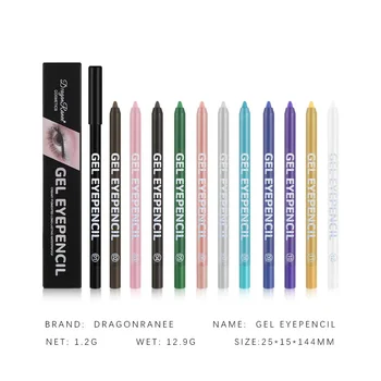 Heallor 12 Color Matte Eyeliner Gel Pencil Soft Easy to Wear Colorful White Yellow Blue Pink Pearl Gloss Eye Liner Pen Cream Mak - Thumbnail 6