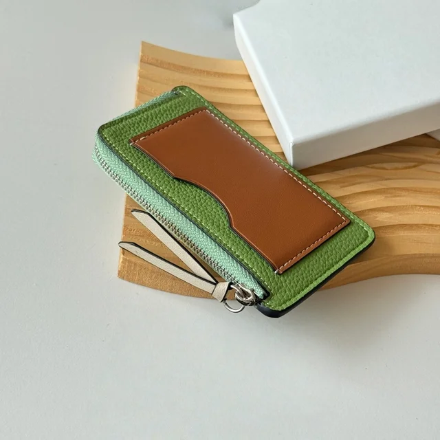 Luxury Brand Wallets Handmade Unisex Bag Lychee-Grained Cowhide Business Card ID Holder Puzzle Clip Coin Purse Holiday Gift 3