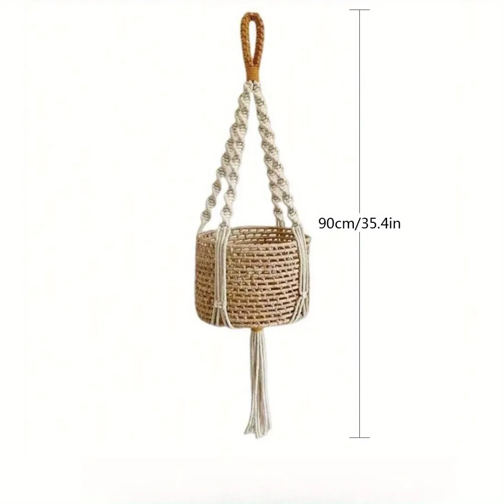 Elegant Handcrafted Macrame Plant Hanger - Boho Cotton Rope Planter Holder