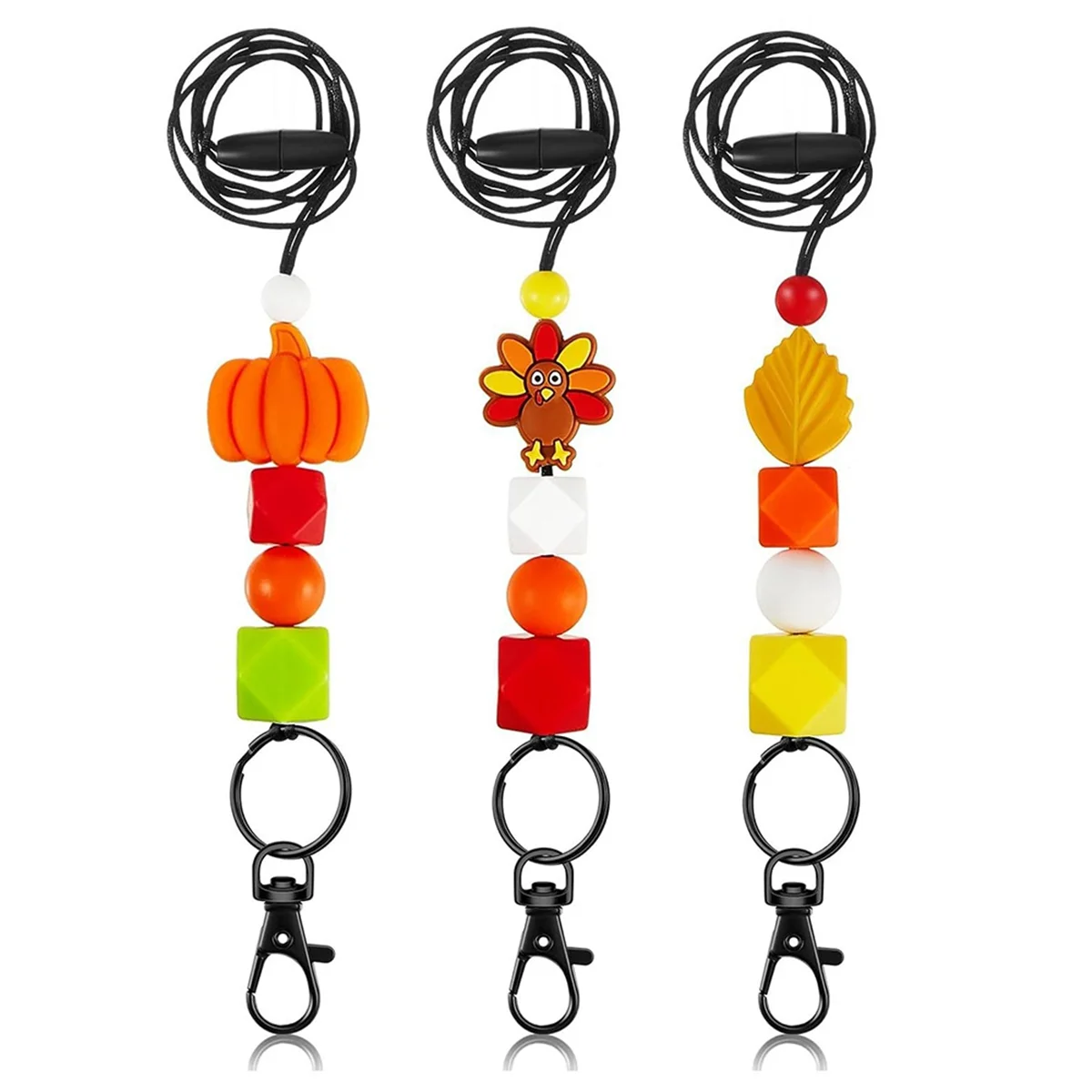 

3PCS Cute Lanyards for Id Badges and Keys for Women, Beaded Breakaway Lanyard with Keychain for Nurse Students Employees