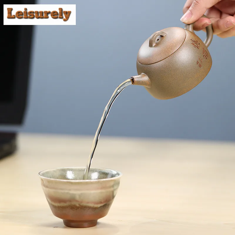 130ml Authentic Yixing Purple Clay Teapots Handmade Qin Quan Pot Raw Ore Section Mud Tea Infuser Kettle Zisha Tea Set Teacups