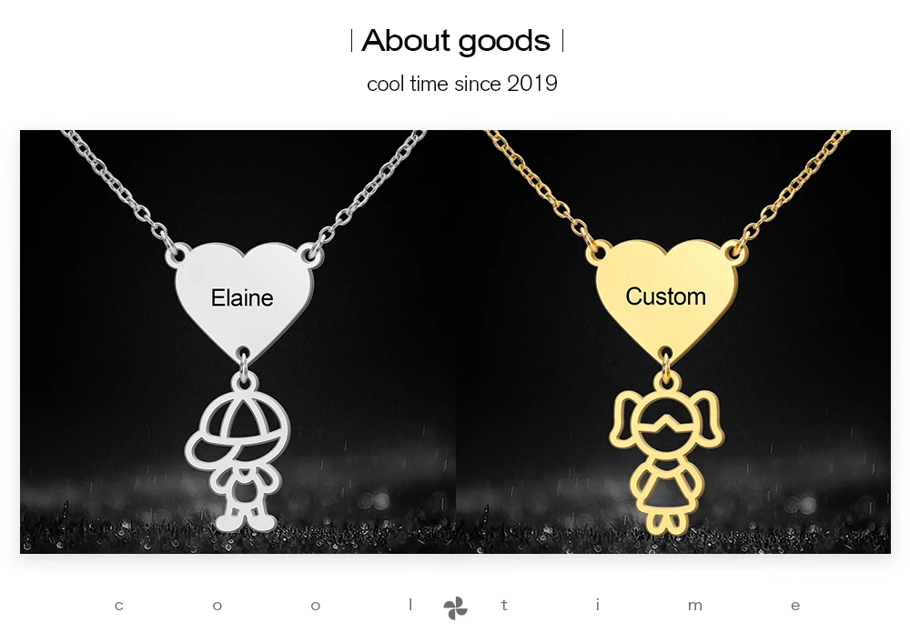 COOLTIME Süße Mädchen Junge individuelle Namenskette Edelstahl Mode personalisierte Paar Anhänger Halskette Schmuck Geschenk – Detail 3