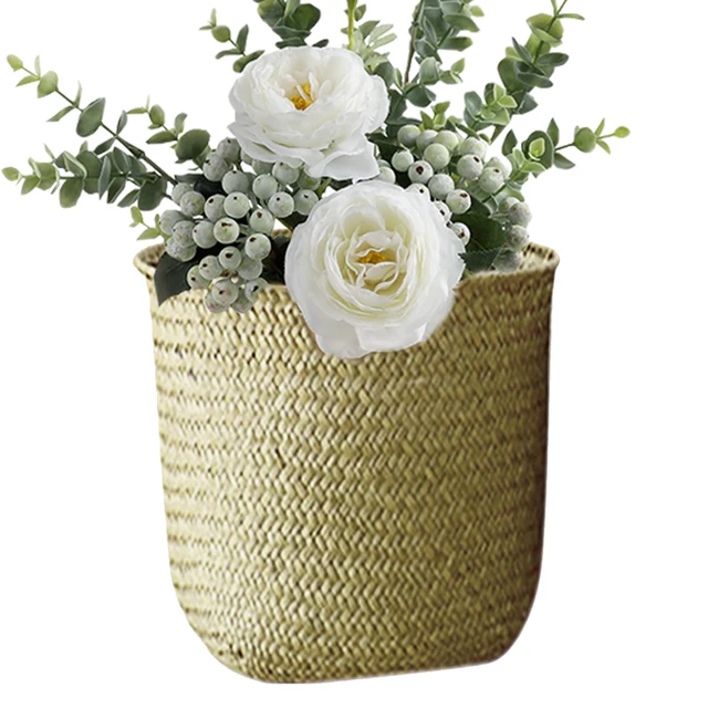 Nordic Style Hand-woven Storage Basket Flower Pot Fruit Rattan Basket Plant  Pot Container Collapsible Seagrass Laundry Basket - AliExpress