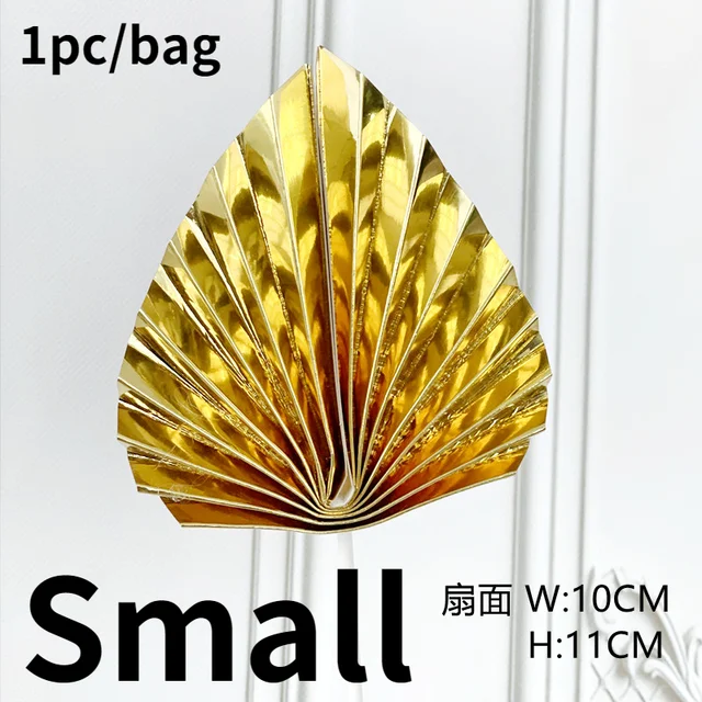 Palm Spear Cake Topper Happy Birthday Palm Leaf Decoration Cake Decorating Wedding Baking Dessert Table Party Favors Mirror-Gold-Small