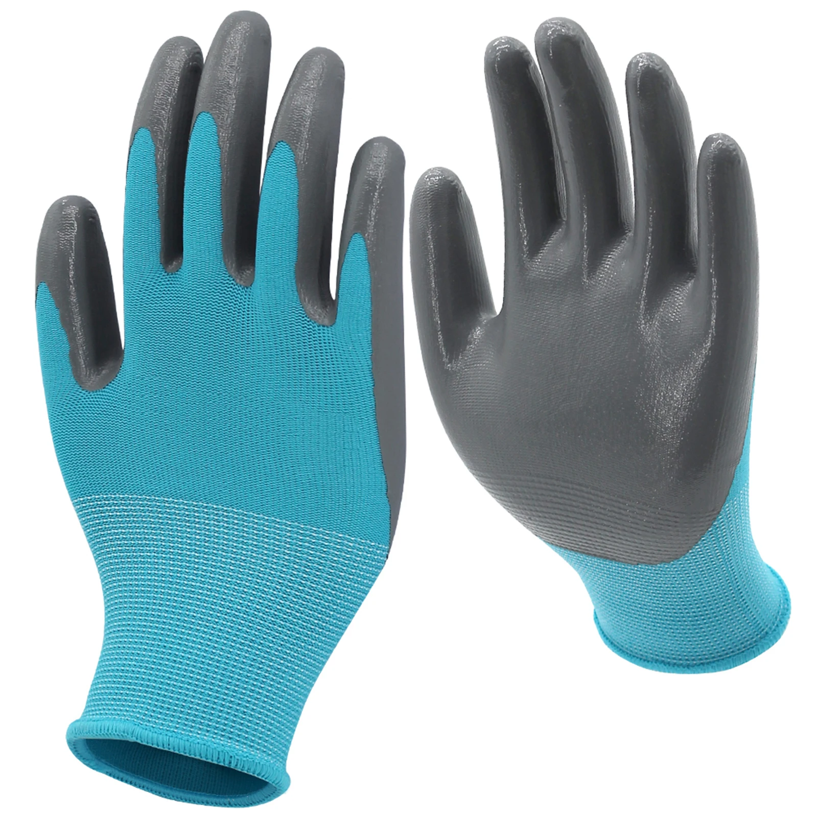 Gardening Gloves for Women and Men, Nitrile & Rubber Coated Protective, Blue, Green, Grey, Pink