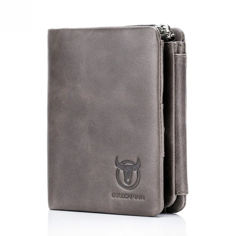 BULLCAPTAIN Men's Wallet Short Coin men's purse Genuine Cowhide  Brand High Quality Designer New Short Wallets cartera mujer