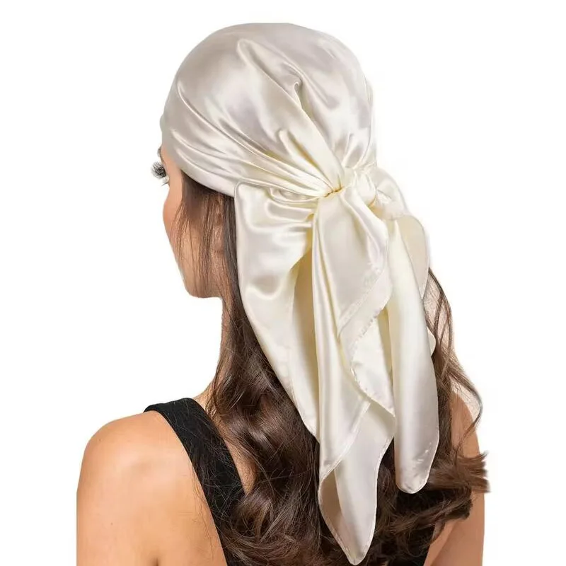 90cm Silk Scarf Scarftop Headwraps For Woman Fashion Four Seasons Hair Accessories Hijab Foulard Bandana Femme Headscarf 2
