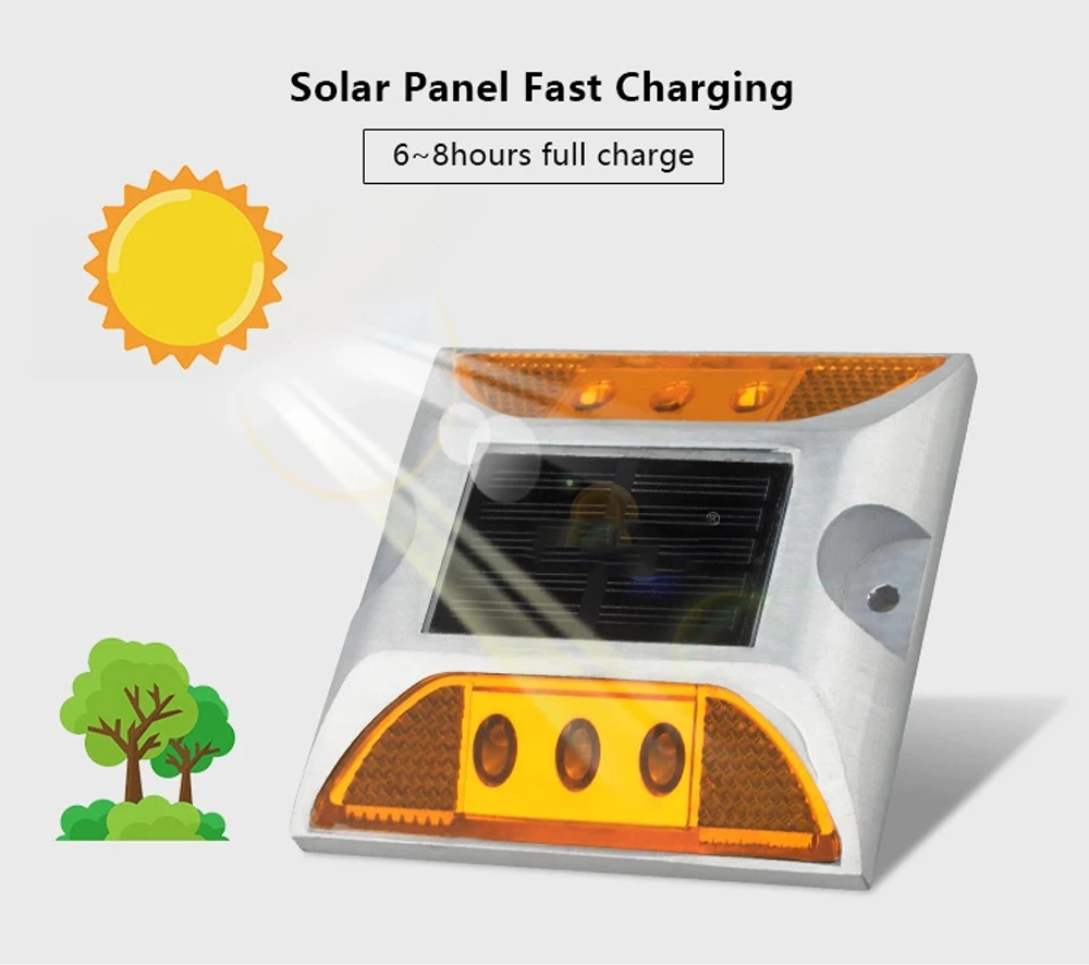 Solar Spike Light Profile Label Led 4 Pc Highway Cast Aluminum Ground Buried Light Flash Road Warning solar ground lights