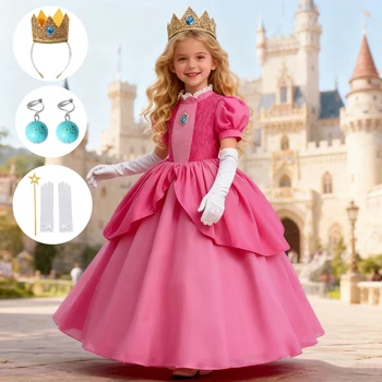 Girls Peach Princess Dress 1