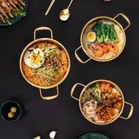 Marmites à ragoût de cuisine en acier inoxydable doré, casserole avec couvercle, batterie de cuisine antiadhésive Durable, ensemble pour cuisinière à Induction 6
