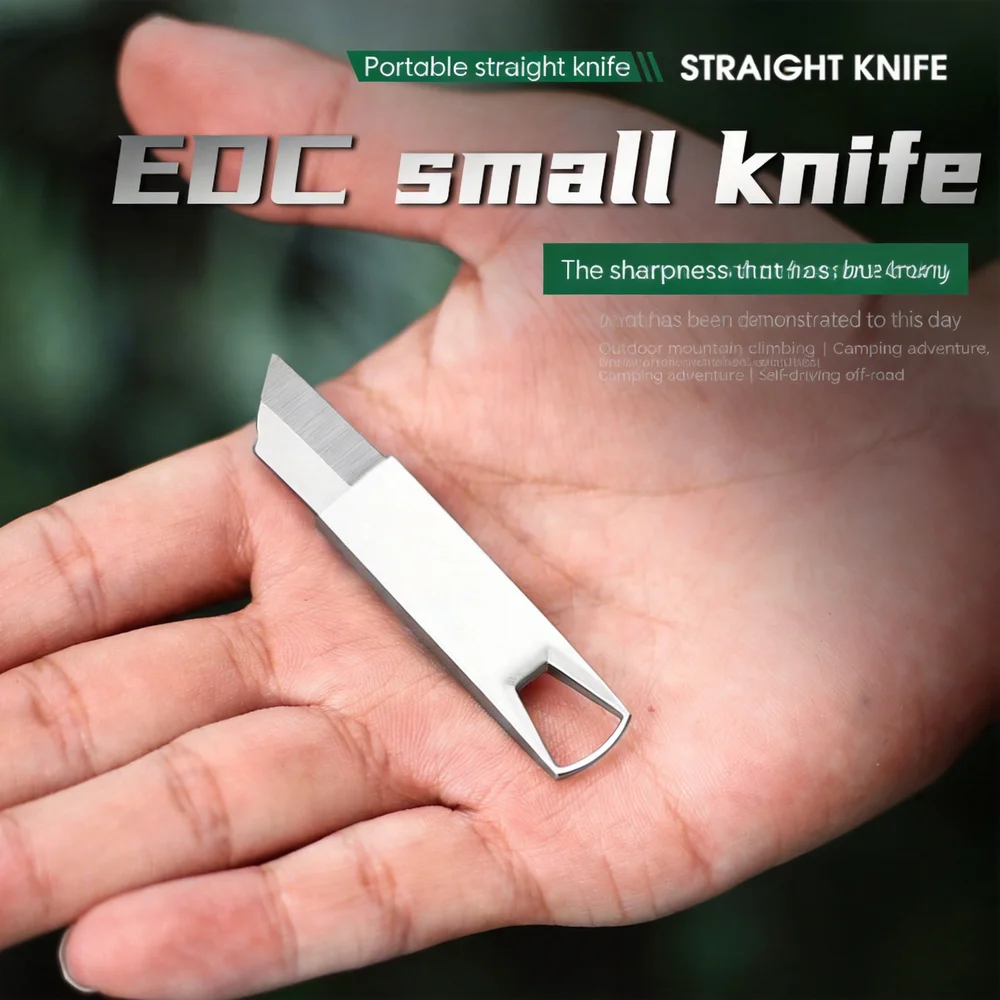 미니 EDC 키체인 나이프 휴대용 직선형 칼날 유틸리티 나이프 스테인리스 스틸 포켓 나이프 아웃도어 캠핑 생존 도구