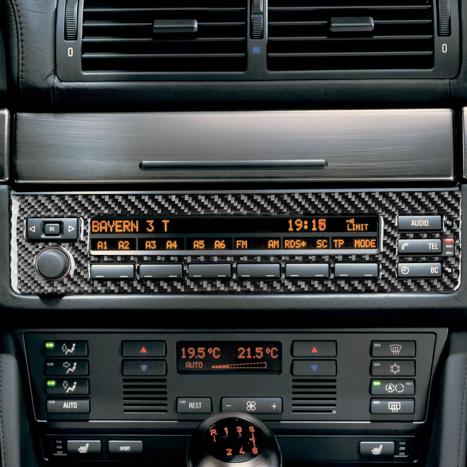 For BMW 5 Series M5 E39 1998 1999 2000 2001 2002 2003 Accessories Carbon  Fiber Car Interior Gear Shift Door Panel Sticker