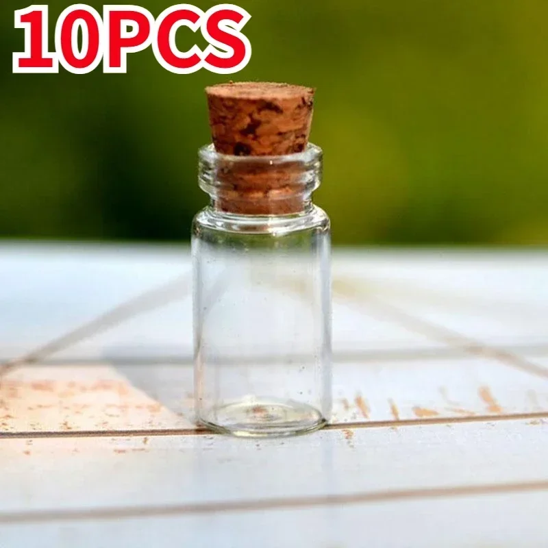 Mini Empty Glass Cork Bottles 10 Pcs, Glass Bottles, Storage Jar