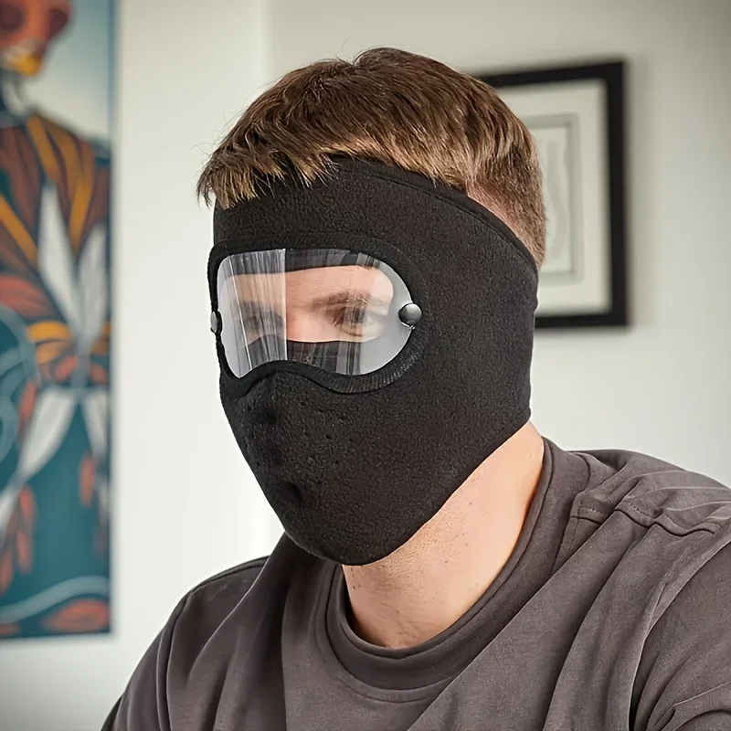 Winter Warm Breathable Face Mask with Removable Clear Lenses & Adjustable Closure