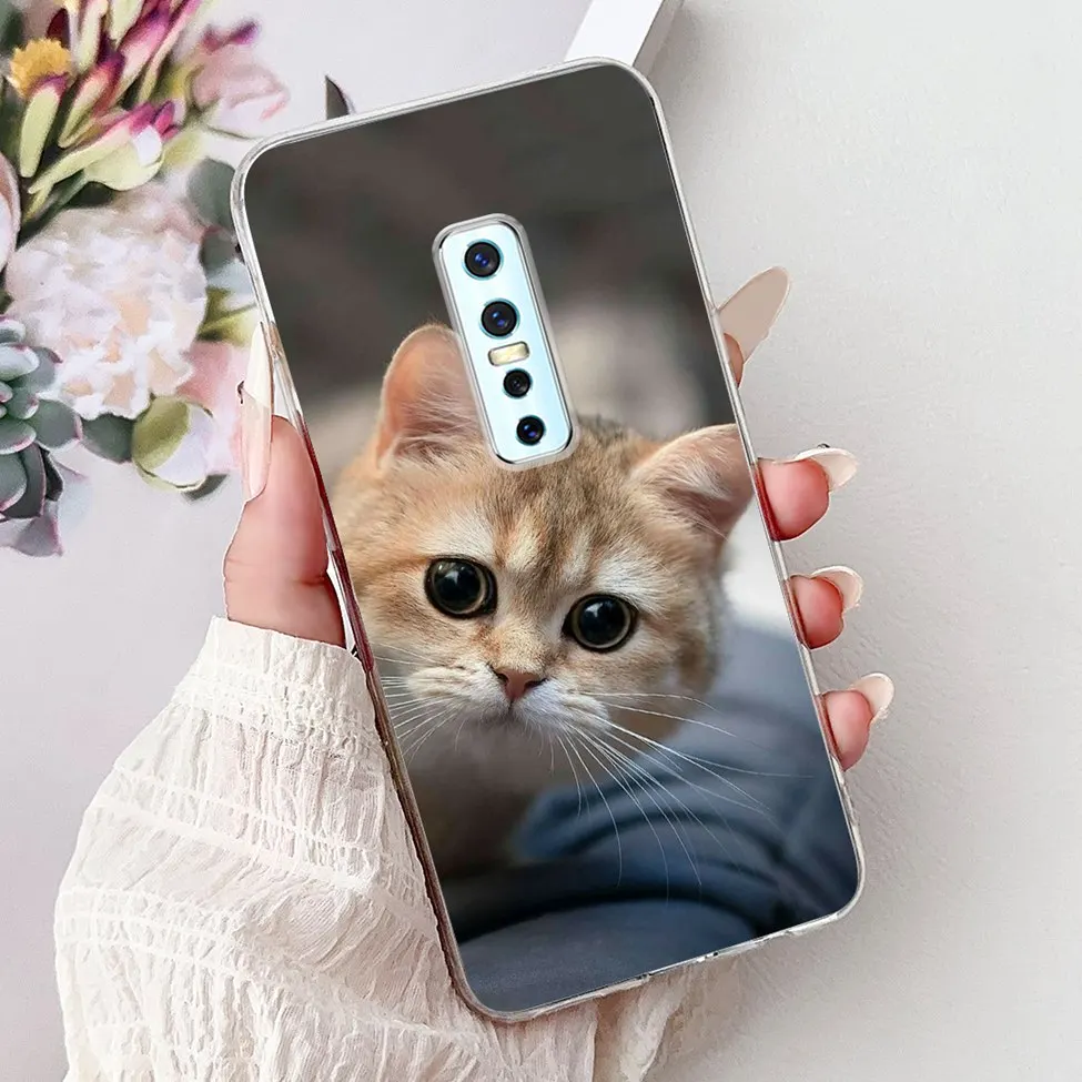 Clear Luxury Fashion Flowers Cat Design Soft Back Phone Case