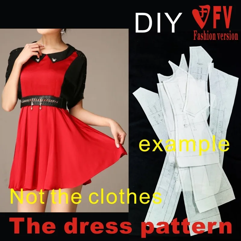 Dress Sewing Pattern Template Cutting Drawing Clothing DIY BLQ-36