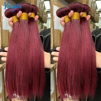 YOCYTU Burgundy Tissage Cheveux Humains 99J Meche Tissage Humain Hair 24 24 24 Pouces Lot De Tissage Cheveux Humain Lisse Tissage Naturel Brésilien 12A Tissage Brésilien Haut Qualité Tissage 100% Raw Haïr Bundles 3