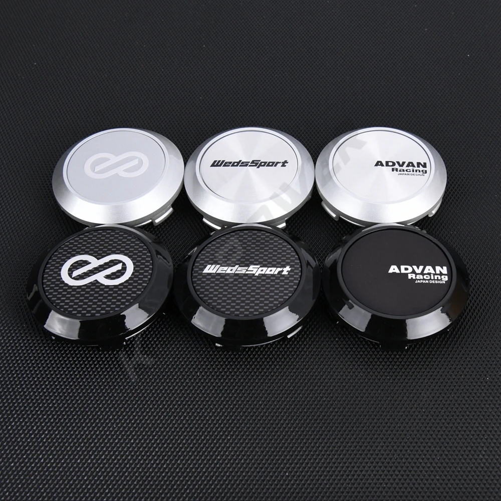 4PCS Rim Cap 64MM Clip Diameter ADVAN ENKEI SSR XXR VIP Logo Sticker
