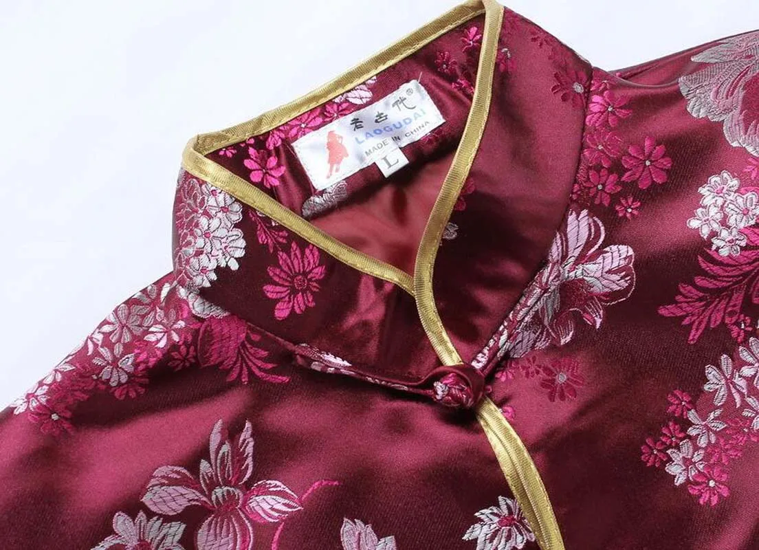 Wholesale Chinese Traditional Men Women Tang Suit Satin Embroidered Flowers Jacket Birthday New Year Party Vintage Casual Coat