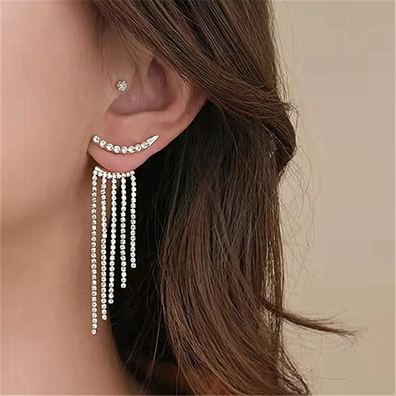 Women's Earrings Rhinestone Fringe Hanging Zircon Earrings Wedding Statement Party Jewelry Gifts dangle earrings drop earrings pendant earrings long earrings crystal earrings crystal tassel earrings