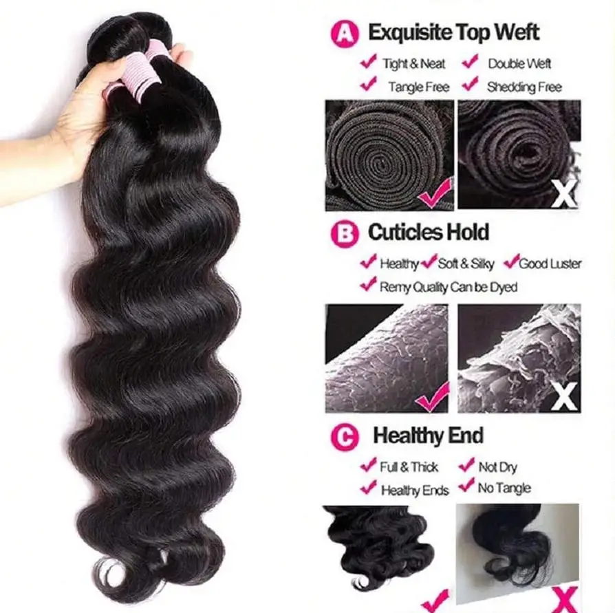 1 3 4 PCS Body Wave Bundles Human Hair 12 42 Inch Brazilian Natural Black 16A Raw Hair Weave Bundles Extension 2