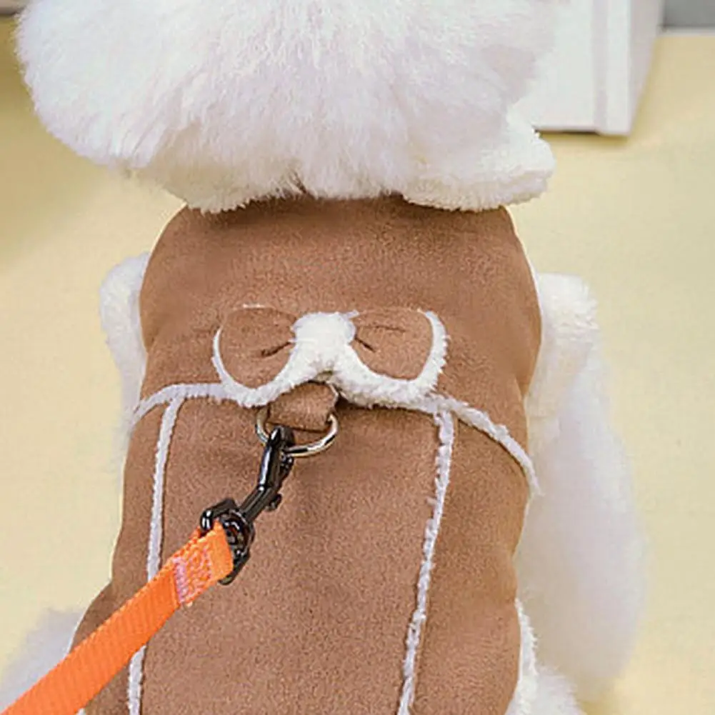 Dog Clothing Thickened for Wear Stylish Cotton Coat with Traction Rope Buckle for Small Medium Dogs