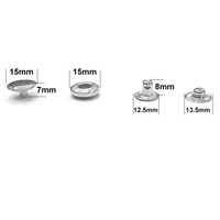 8050# Metal Stainless Steel  Snap Fastener Buttons Rivet Clasp Jacket Clothing Jeans Collar Belt Buckle 50 Sets Silver 1