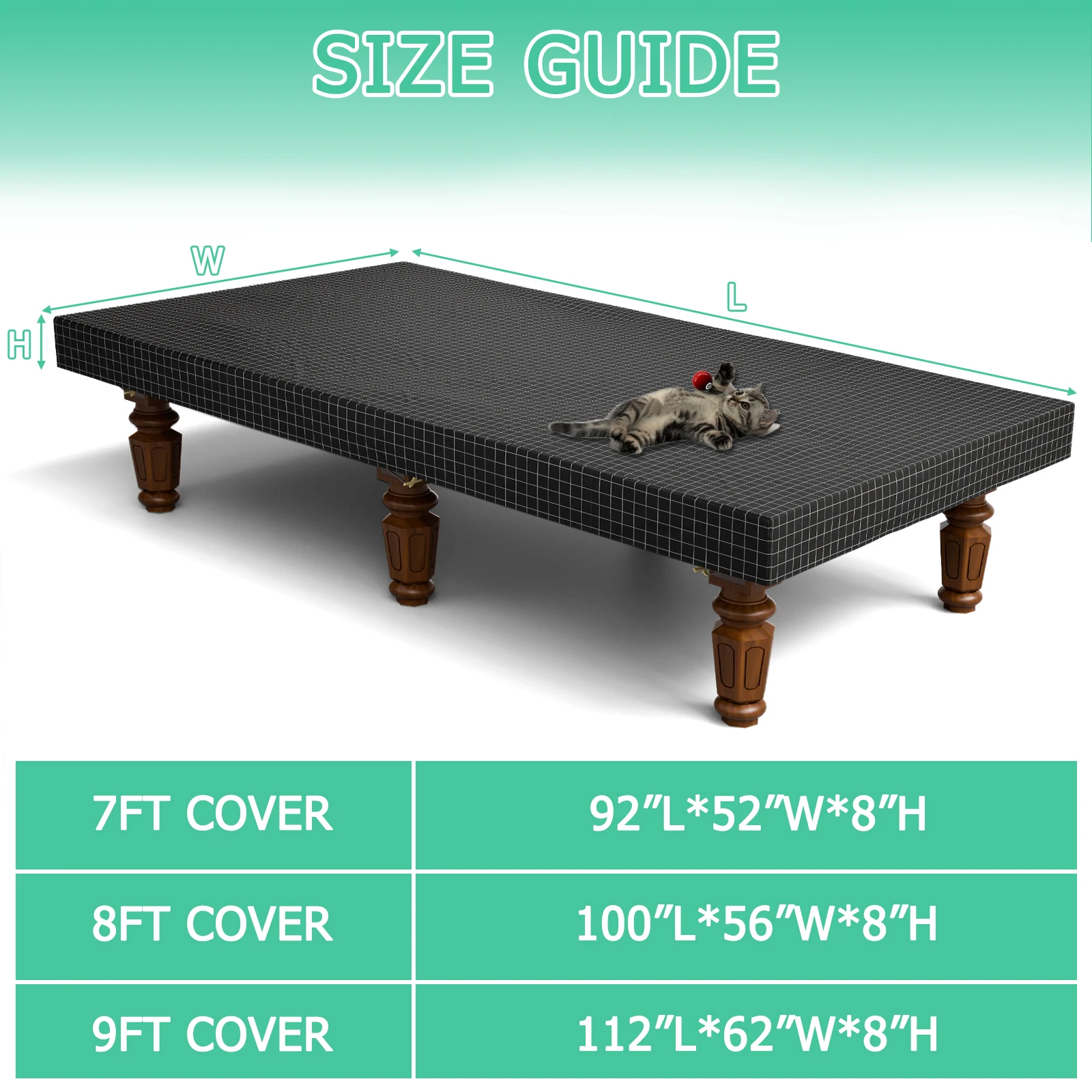 Billiard Pool Table Covers with Drawstring Pool Table Waterproof and Tearproof Cover for Billiard /Rectangle